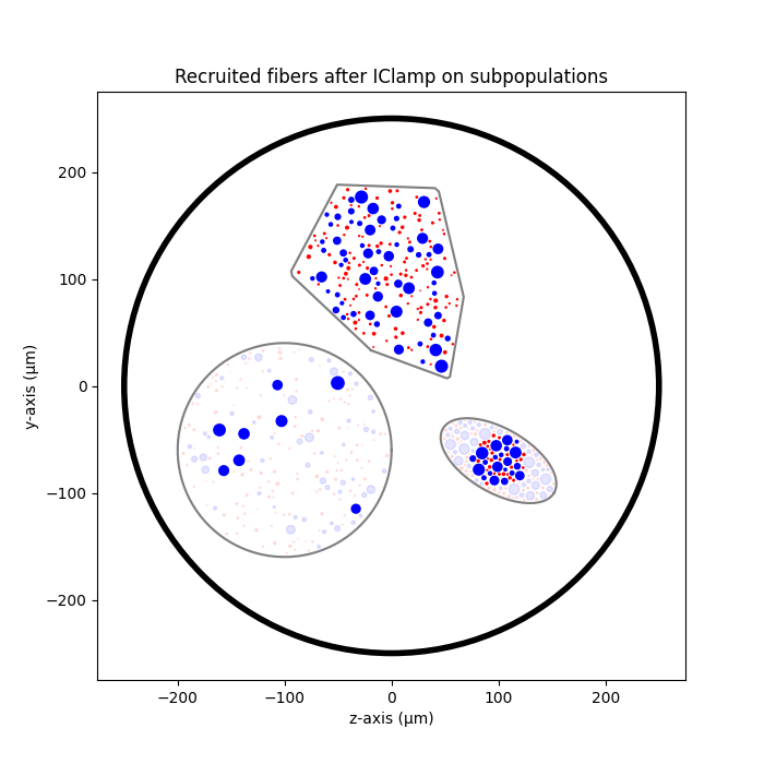 Recruited fibers after IClamp on subpopulations