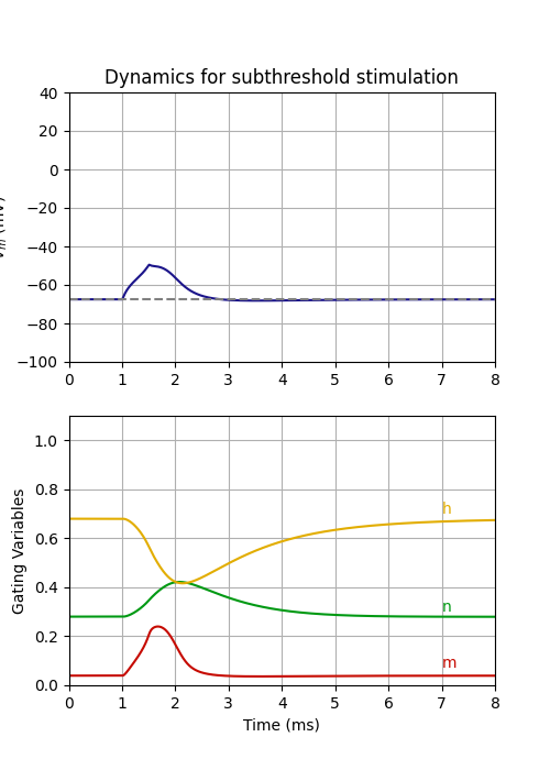 Dynamics for subthreshold stimulation